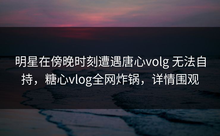 明星在傍晚时刻遭遇唐心volg 无法自持，糖心vlog全网炸锅，详情围观  第1张