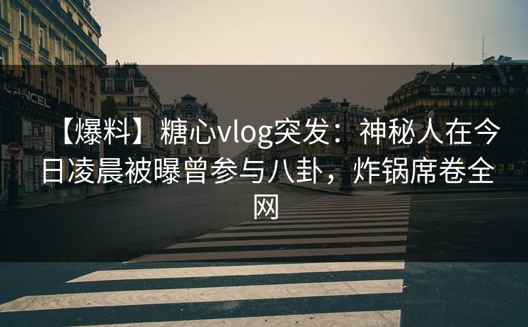 【爆料】糖心vlog突发：神秘人在今日凌晨被曝曾参与八卦，炸锅席卷全网  第1张